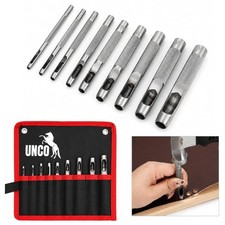Hollow Leather Hole Punch Set 2.5mm 10mmn9 pcs Silver Carbon Steel Leather