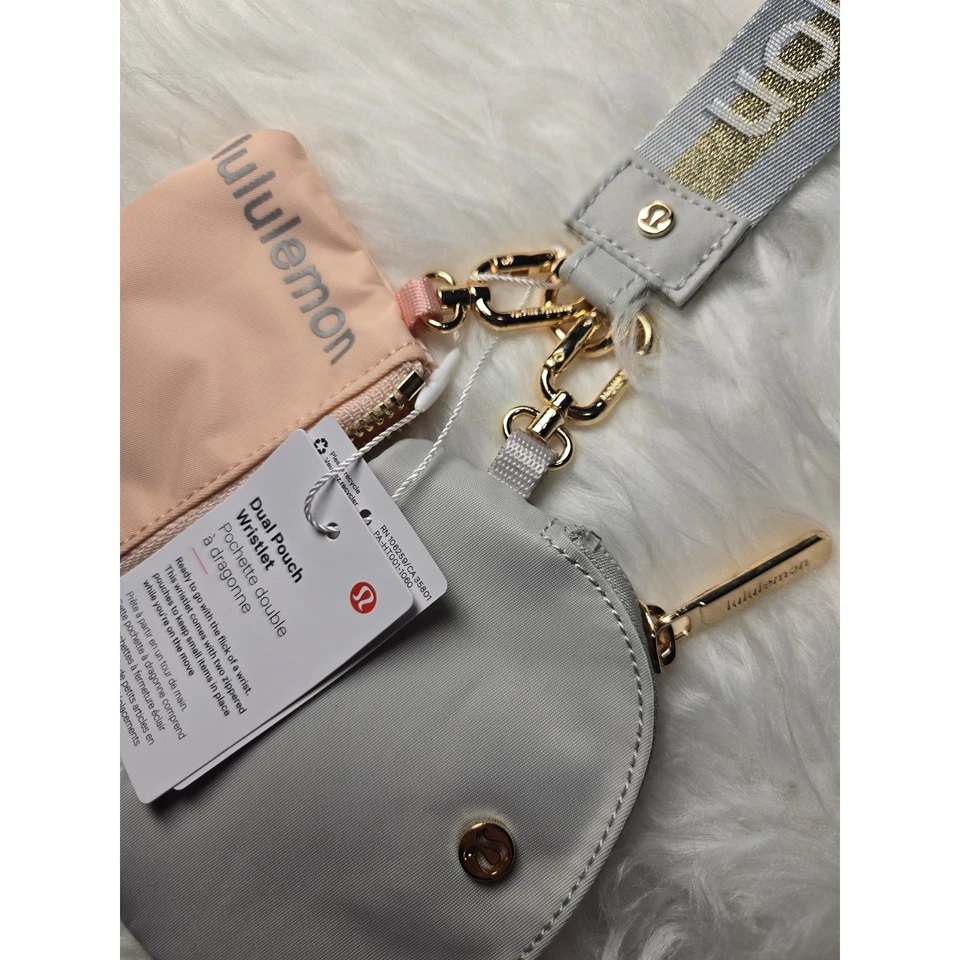 Lululemon Dual Pouch Wristlet Wallet Accessory Keychain Bag Grey - Image 2 of 2