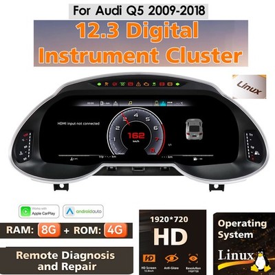 12.3''digital instrument cluster Für Audi Q5  2009-2018 CarPlay Linux dashboard
