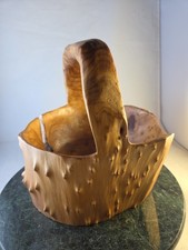 Exotic Knobby Burl Wood Basket Hand Carved Unique Live Edge Rare Cottagecore Art
