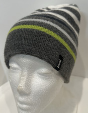 igloo Knit Cap Beanie Gray White Green Stripe 8 1/2" x 8 1/2"  2014
