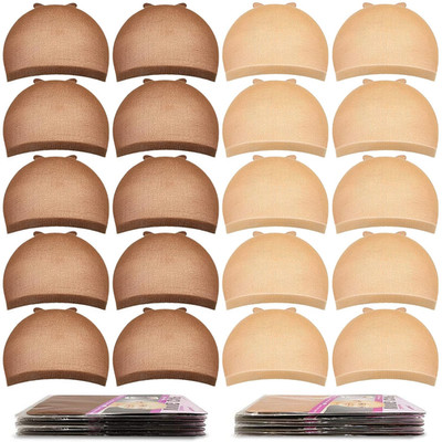 Wig Caps for Women Non Slip, 20 Pcs Stocking Wig Caps for Lace Front, Brown and