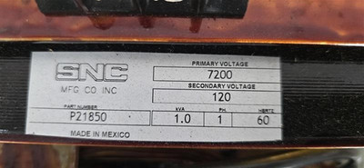 SNC, P21850 TRANSFORMER, 1 PH, 7200V