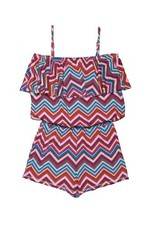 T2 Love Ruffle Romper in Chevron
