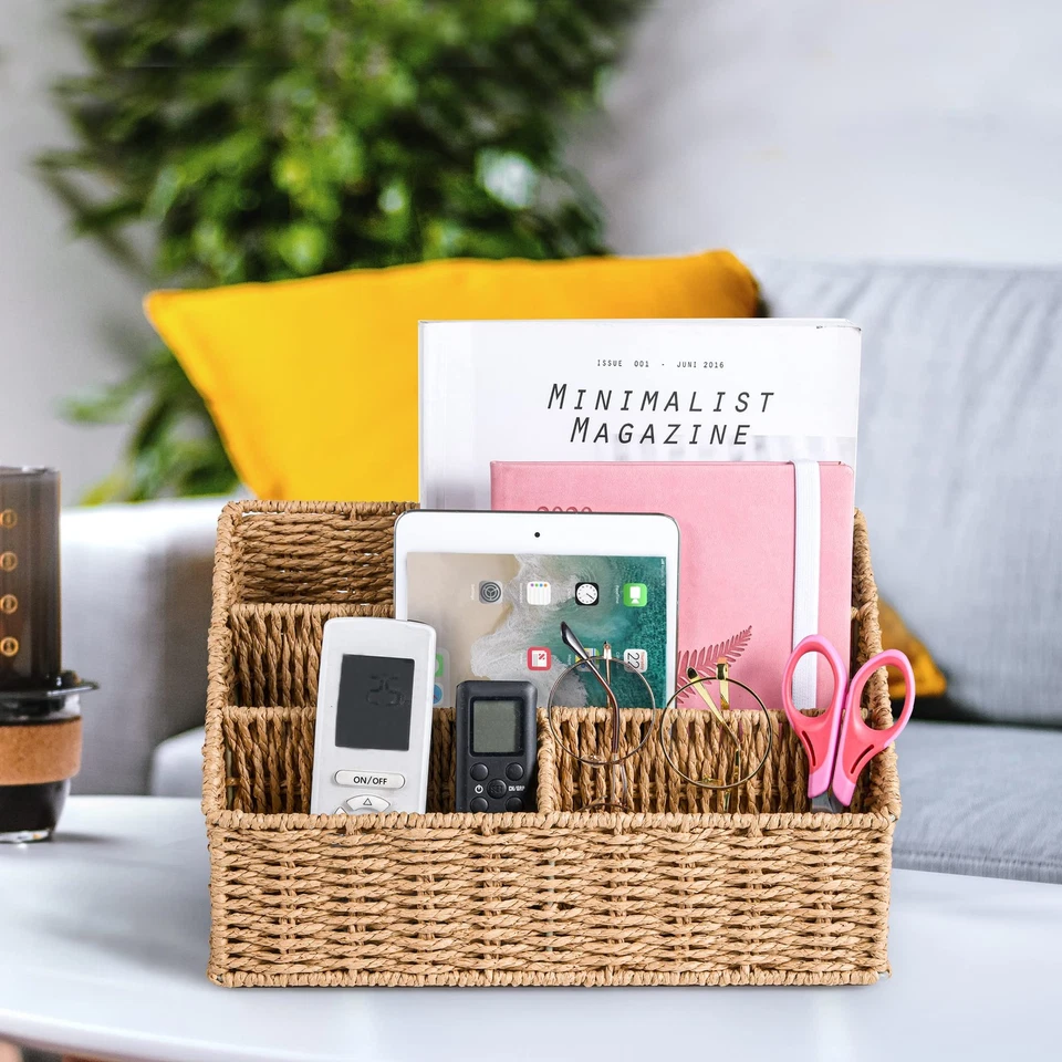 Natur Gewebter Schreibtisch Organizer für Büroutensilien, Notizzettel und Sti... - Bild 2 von 4
