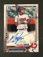 Malfrin Sosa 2021 Bowman Chrome 1st Auto Twins 