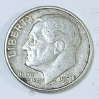 1951 P Roosevelt Dime 90% Silver 10c US Coin, VERY GOOD CONDITION #6955
