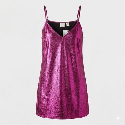 A New Day Pink Metallic Slip Dress NWT L Large Y2K Party Club Mini Festival Boho