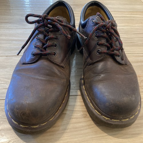 Dr Martens Oxford Shoes Mens Size 10 Brown Leather Slip Resistant Soft Toe 4 Eye - Picture 2 of 16