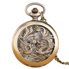 Antique Dragon Quartz Pocket Watch Necklace Chain Vintage Gift Collectible UK