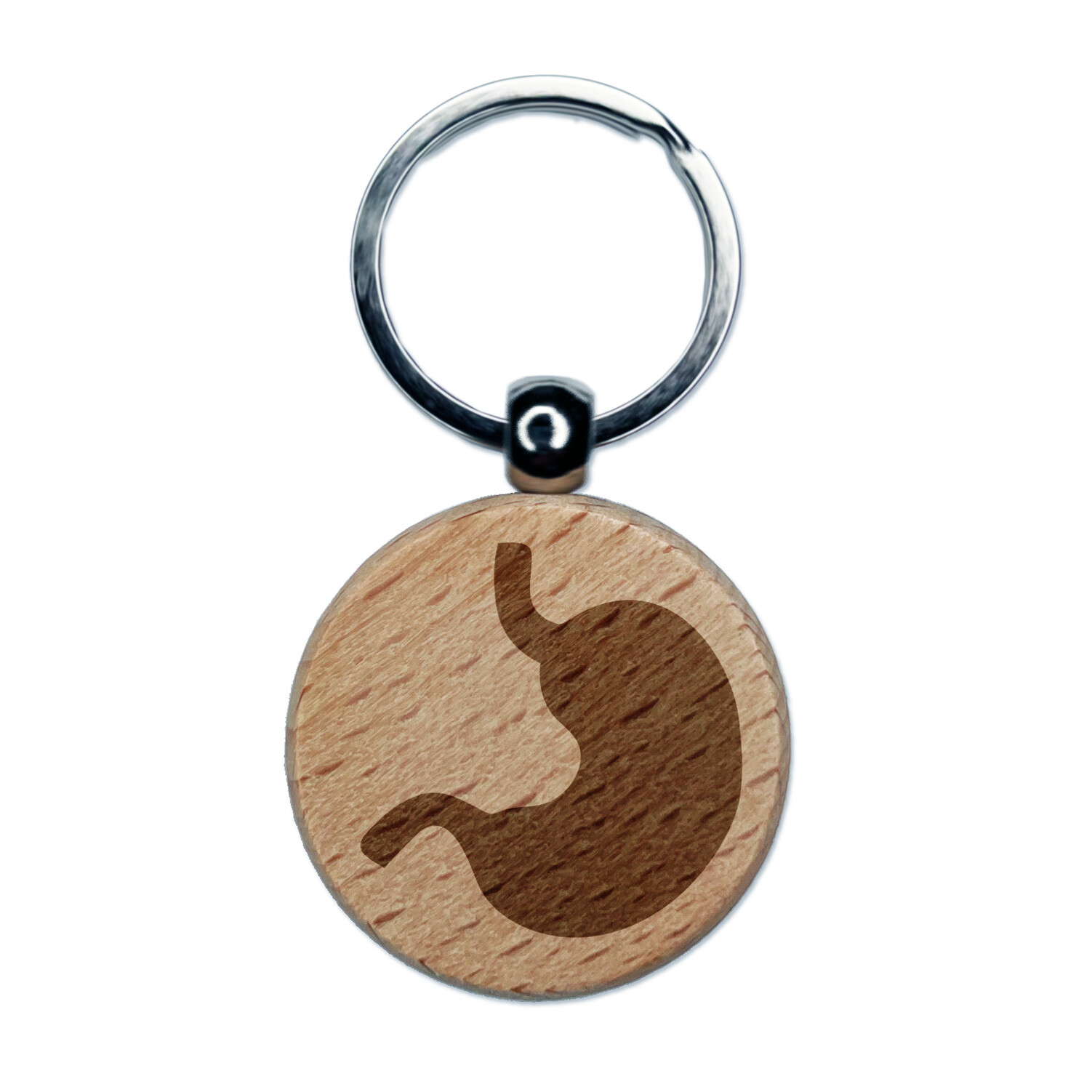 Stomach Anatomy Organ Body Part Engraved Wood Round Keychain Tag Charm
