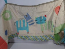 New Sumersault Embroidered Jungle ANIMAL SPOTS STRIPES Tab Top Window Valance