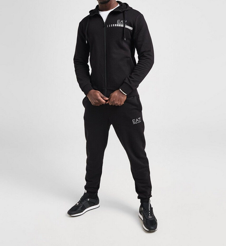 Emporio Armani EA7 Men's Central Tape Overhead Premium Tracksuit Black