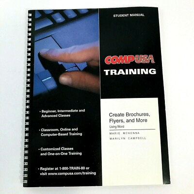 CompUSA Computer Training Manual & 3.5'' Disk - Create Brochures & Flyers NEW NOS