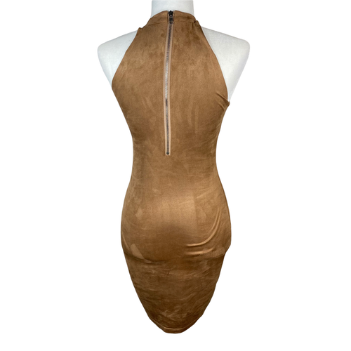 Olivaceous Western Brown Vegan Suede Halter Mini Dress Size Small - Picture 6 of 12