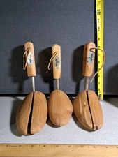 3 Wood Shoe Keepers #5 WRIGHT has Leather hangers #2659L119