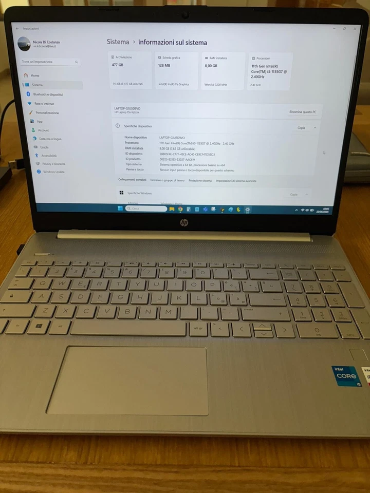 Portatile notebook HP 15s-fq2006sl i5-11th RAM 8GB SSD 512GB - Immagine 2 di 4