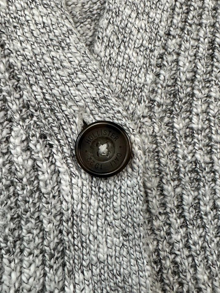 Hollister Cardigan Sweater Gray M/L Button Front Marled Knit Pockets Cozy - Image 4 of 4