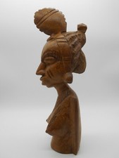 02 ) ART AFRICAIN :  SCULPTURE / STATUE BUSTE DE FEMME EN BOIS KENYA