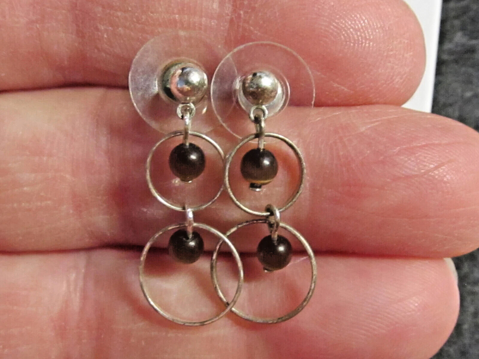 8 Pair Tiny Silver Post/Stud Earrings Hoops Swirl… - image 2