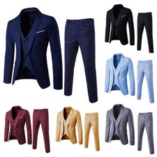 Herren Slim Fit Anzüge 3Tlg. Herrenanzug Sakko Weste Hose für Hochzeit Business