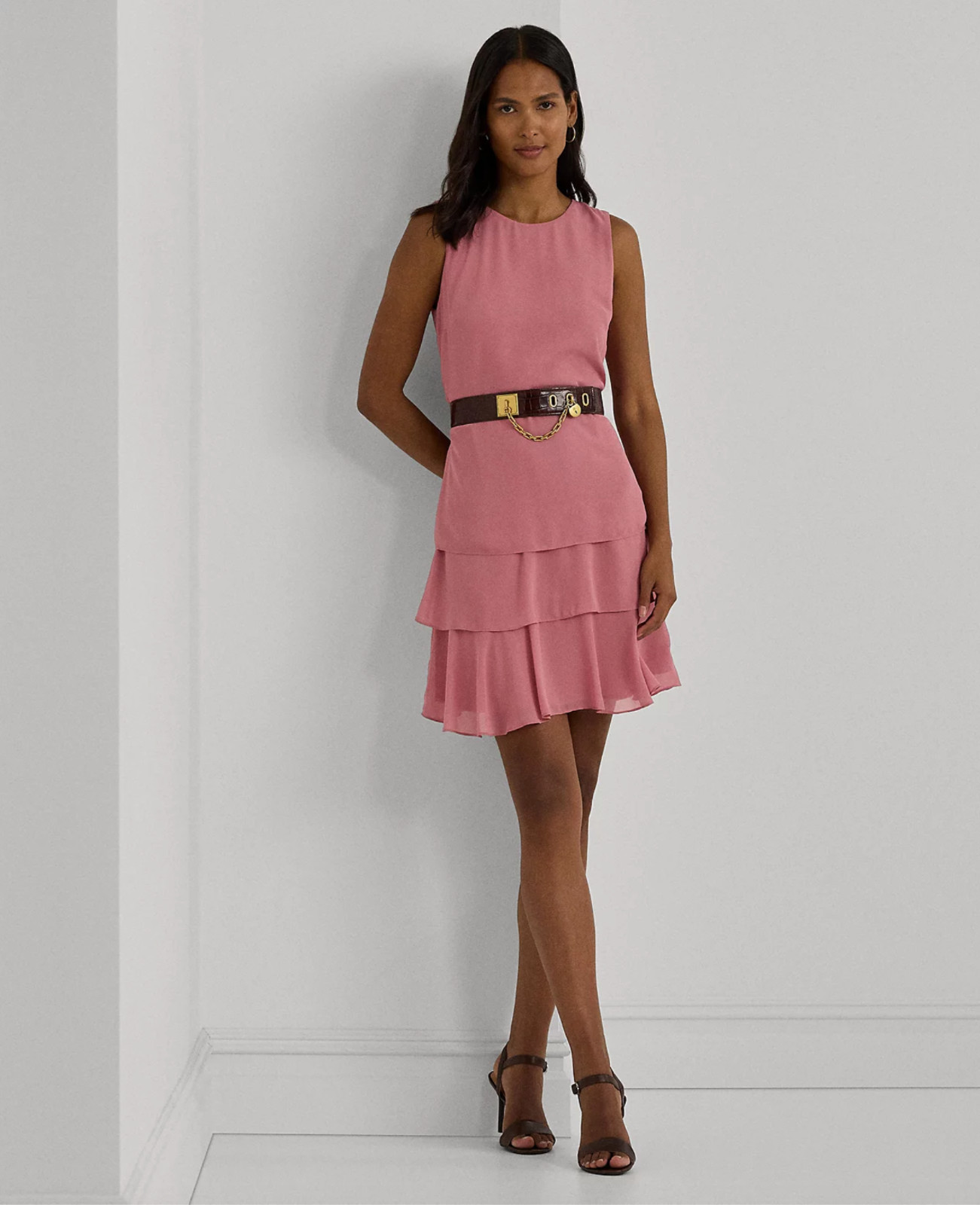 Женское платье-сорочка из жоржета с розовыми румянами Lauren Ralph Lauren, размер 2, NWT 135$