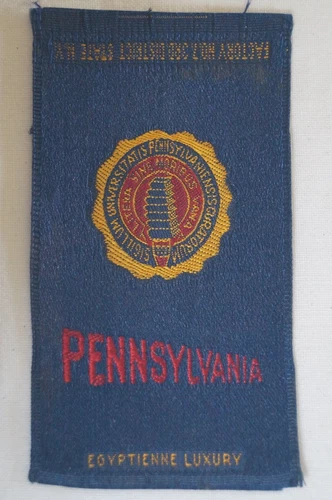 Vintage c.1910 Egyptienne Luxury Silk School Crest University of Pennsylvania