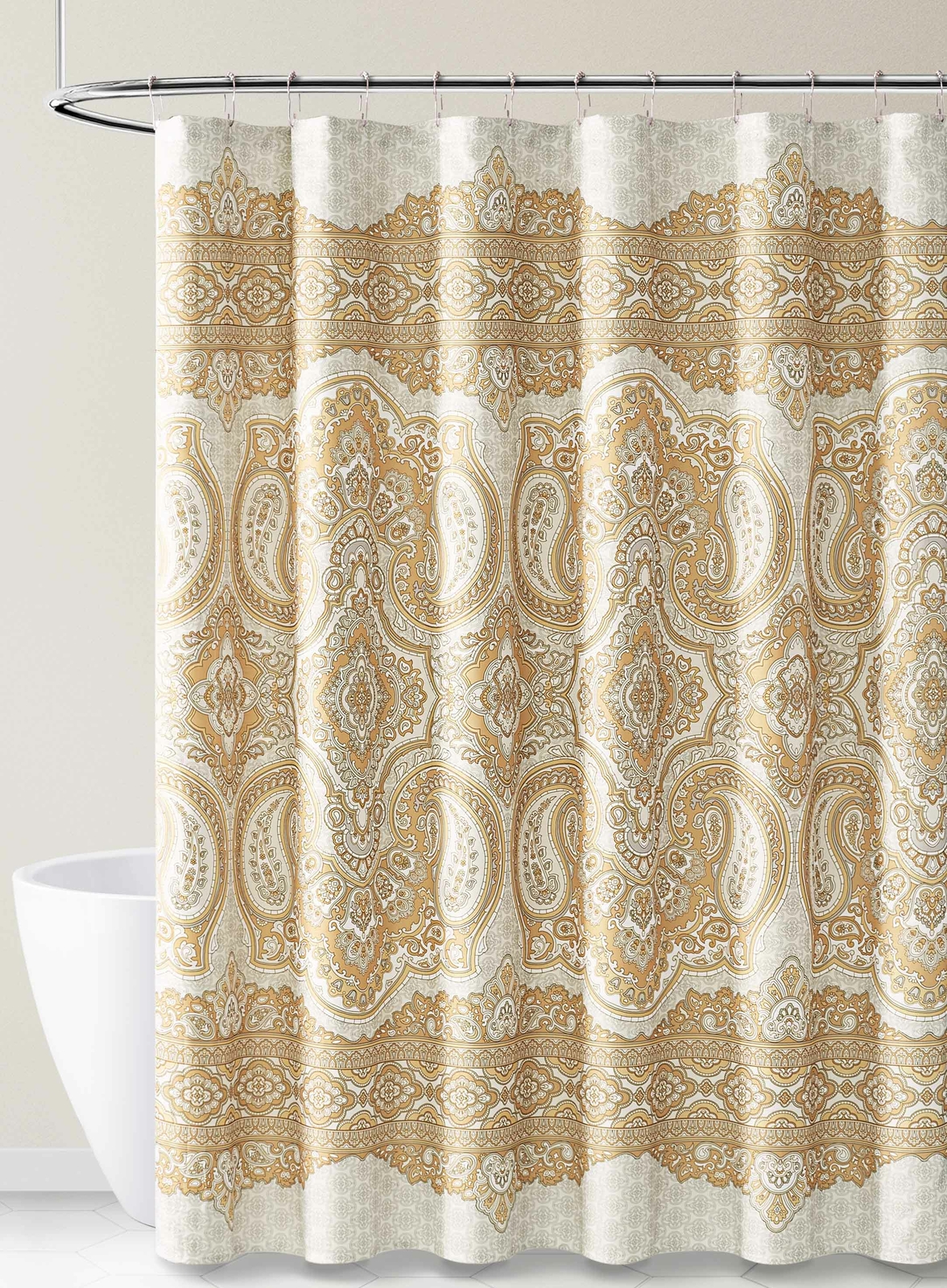 Shower Curtains Bohemian Style Fabric Shower Curtain For Bathroom In Gold Taupe Gray White 72l Home Garden Shower Curtains Bohemian Style Fabric Shower Curtain For Bathroom In Gold Taupe Gray White 72l Home Garden