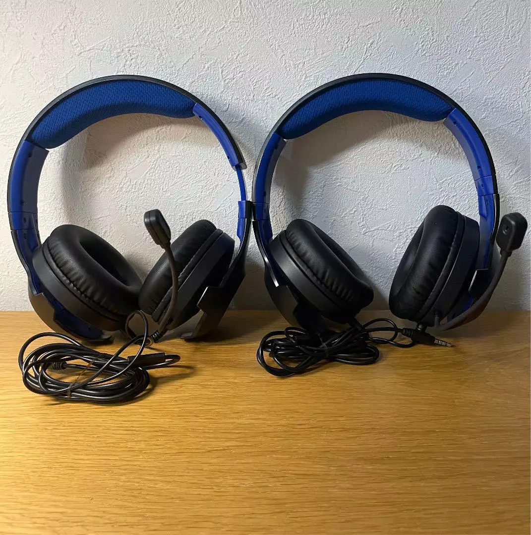 HORI Gaming Headset Set of 2 pcs PS4-157 Blue Wired JAPAN USED