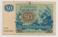 SWEDEN 50 KRONOR 1989 PICK 53 D LOOK SCANS