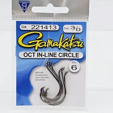 Gamakatsu Octopus In-Line Circle 3/0 Hook 6 Count Pack 221413 Fishing Hooks
