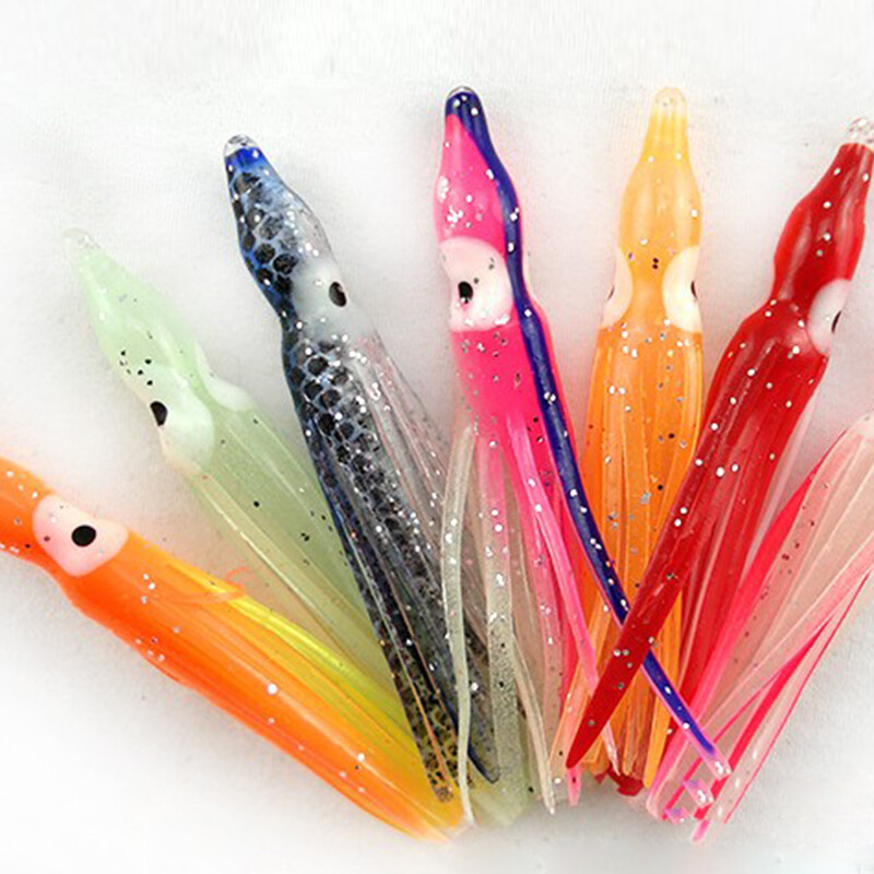 50-Pack Luminous Octopus Skirt Lures - Glow Soft Bait Hoochies For Saltwater Fishing