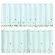 Rideau Bistrot 155x45 CM Blanc Café Rideau Transparent Voile Rideau Leonie
