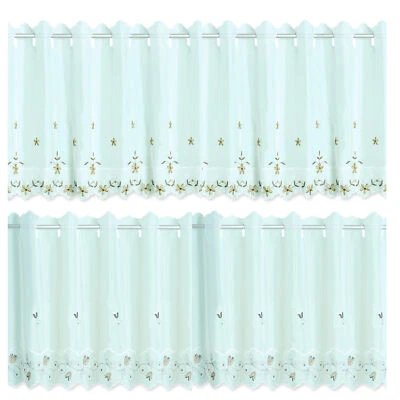 Bistrogardine 155x45 cm weiß Cafehaus Gardine transparent Voile Vorhang Leonie - Bild 1 von 3