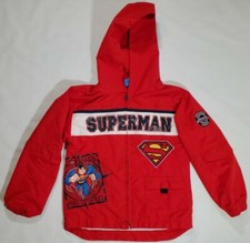 Kids Superman Man Of Steel Jacket Size 5 Full Zip Red Embroidered Logo W Pockets