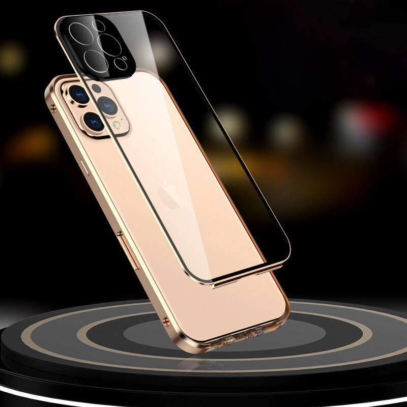 Custodia 360° Con Vetro Temperato E Fibbia In Metallo Per IPhone (Compatibile 7-15 Pro Max)