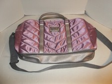 Justice Purple Satin Duffle/Tote Bag w/ Silver Trim/Straps