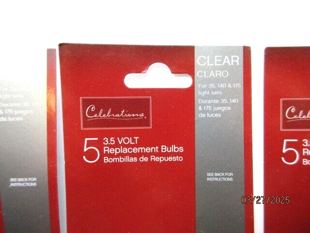 6 PK, 30 PIECES CELEBRATIONS 3.5W CLEAR REPACEMENT BULBS FOR 35, 140, & 178 SETS
