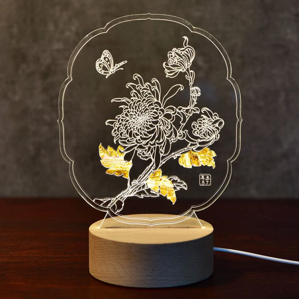 Design LED Handgemachte Bambus Perlmutt Nachttischtlampe Korea Asien Neu Luxus - Bild 2 von 4