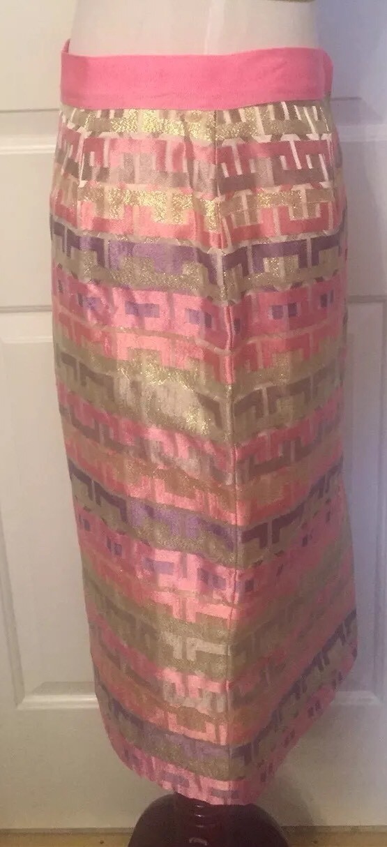 KATE SPADE BARBIECORE Skirt PENCIL Pink KAYLA SPARKLE Metallic JACQUARD size 4 thumbnail 3