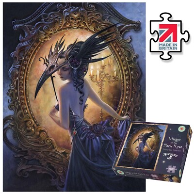 1000 Teile Puzzle - Fantasy Maske der schwarzen Rose mystisch 66 x 50 cm