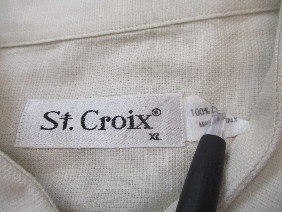 Camisa St Croix Para Hombre Extra Grande Beige Bolsillo Manga Corta Abotonada Tejida Adulto Foto 3 de 4