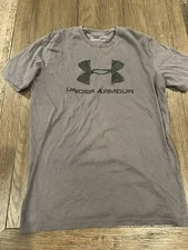 Mens Under Armour The Tech Tee Gray Black  Logo Shirt Small