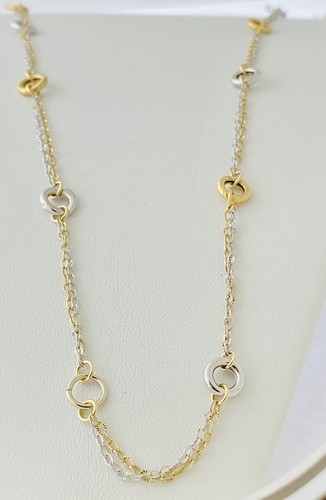 14kt Two Tone Gold Chain With Two Tone Gold Circle Stations
