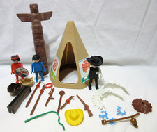 JUEGO INDIO PLAYMOBIL * 1974 Geobra * De colección - Lote de 24 piezas
