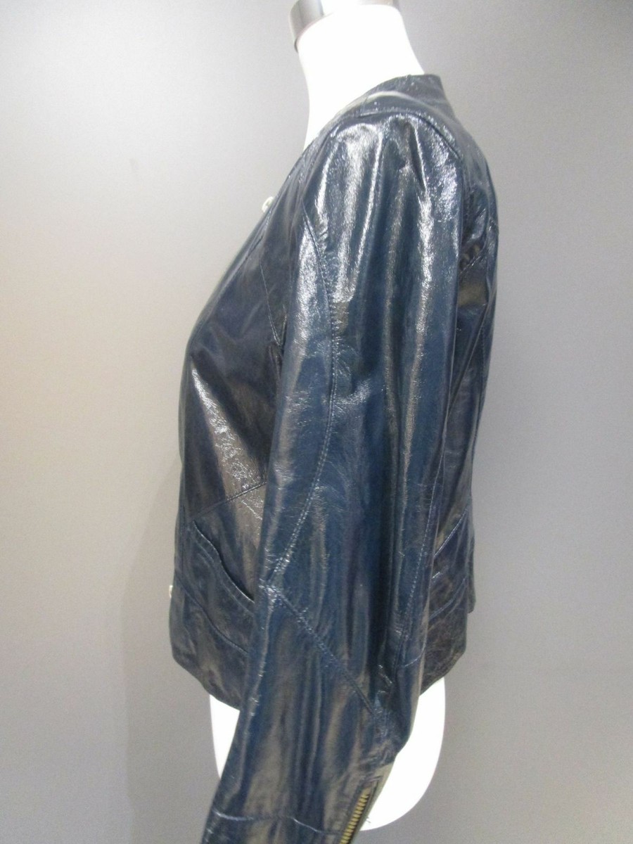 Sylvie Schimmel Lederjacke Knautschoptik petrol Reißverschluß