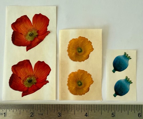 Vintage Puffy Magic Wax Red Yellow Poppy Flower Blue Pomegranate Floral Scented - Picture 2 of 4