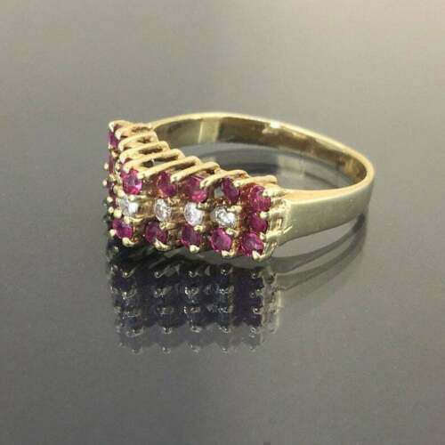 1.50Ct Round Cut Red Ruby Diamond Cluster Engagement Ring 14K Yellow Gold Finish - Picture 4 of 6
