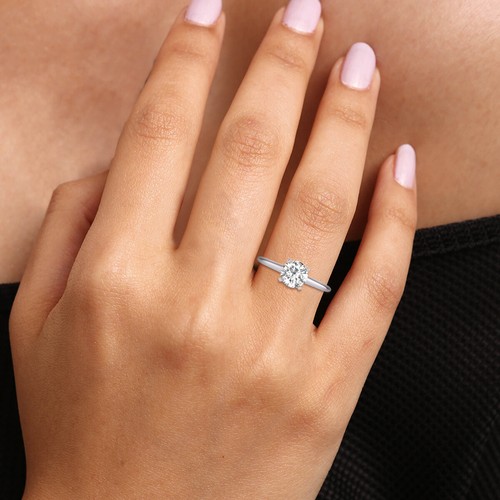 Anillo de compromiso de 4 puntas de diamante cultivado en laboratorio de oro de 14 quilates de 0,25-3 CTTW - Imagen 112 de 120