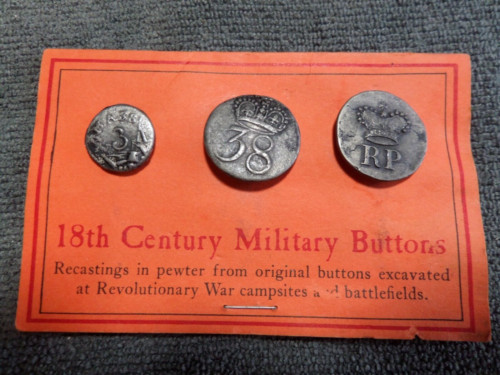 18th Century Military Buttons Recast in Pewter from Originals - Afbeelding 1 van 3